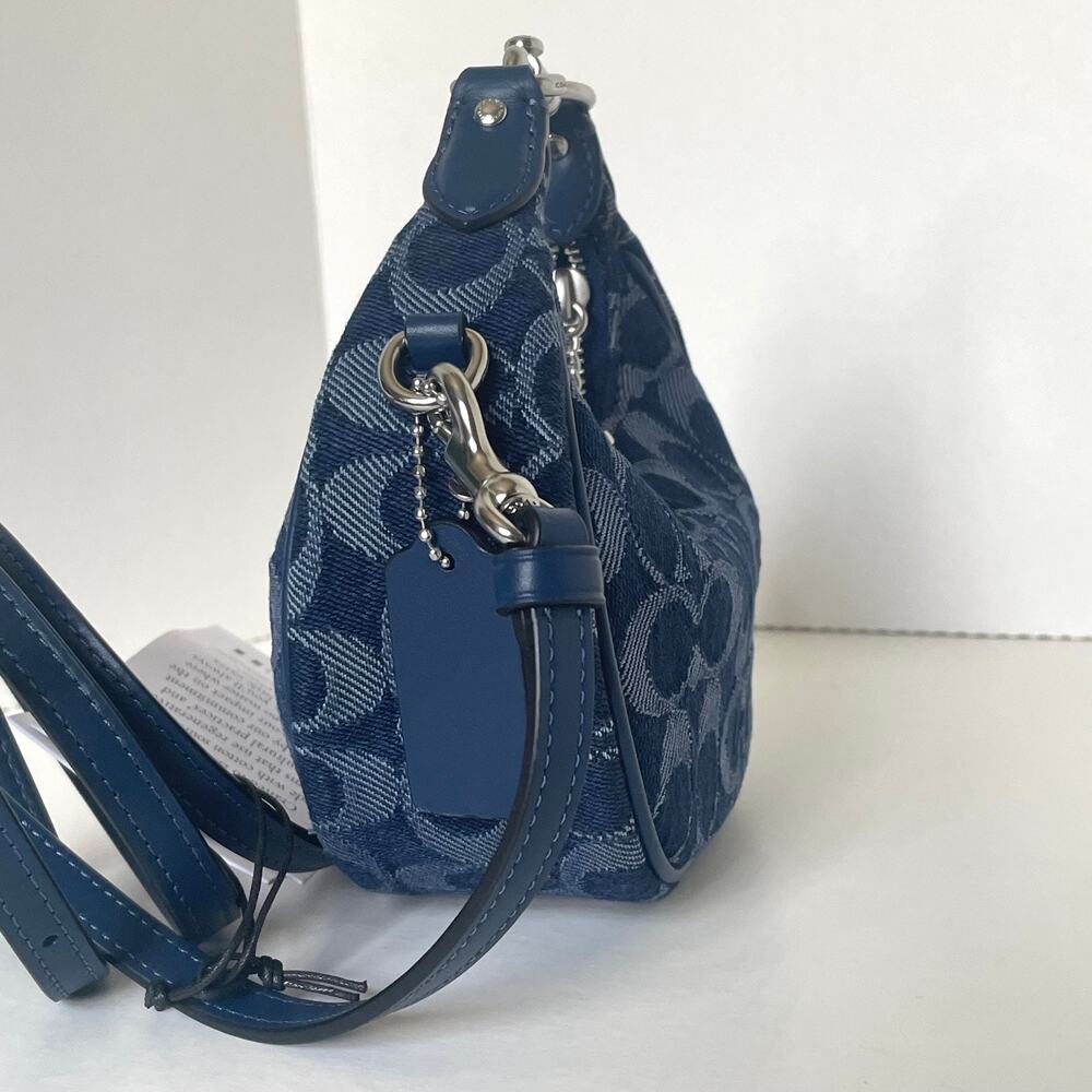 Coach Jonie Bag CAO04 Signature Denim Deep Blue Multi Crossbody Wristlet - Picture 7 of 13